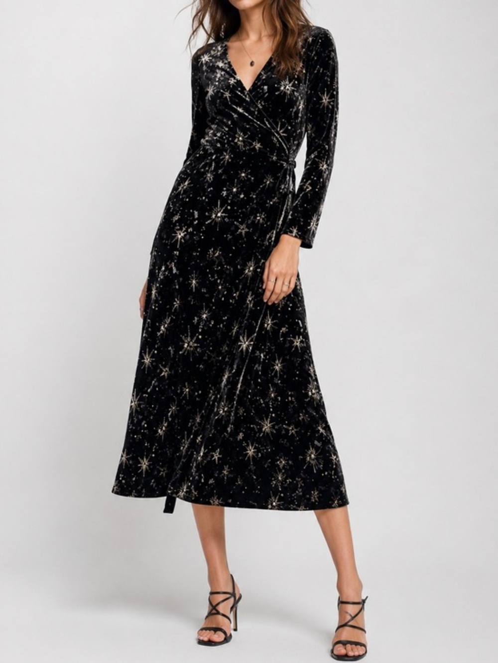 JOHNNY WAS Stardust Velvet Kimono Midi Wrap Dress Celestial Whimsigoth Small